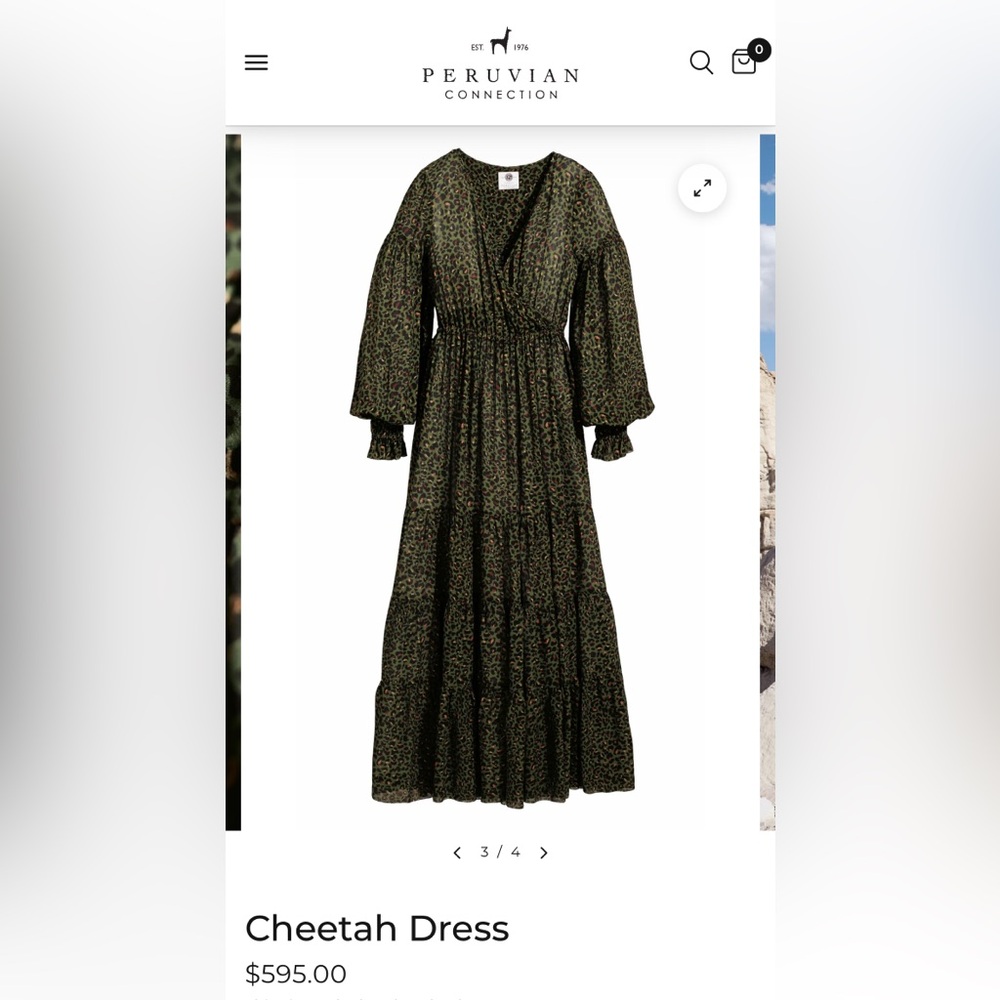 Peruvian Connection Viscose Cheetah Dress- new never worn